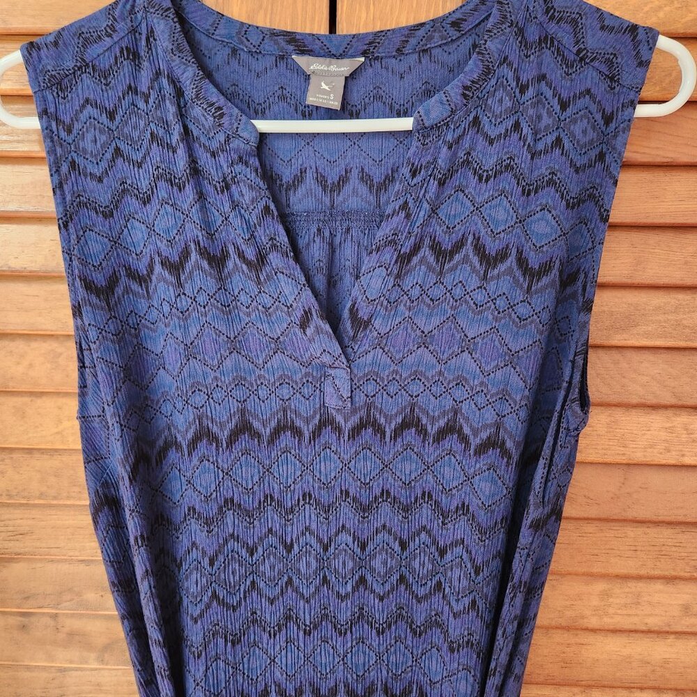 Eddie Bauer Women's Outdoor Dress Size Small Blue/Purple/Black Sleeveless V-Neck